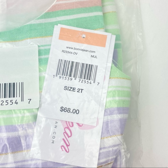 BONNIE JEAN Toddler Little Girls Striped Linen Spring Dress NWT - Picture 9 of 12